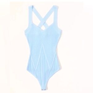 Abercrombie & Fitch Sweetheart Cross-Back Bodysuit Baby Blue  Small X1201